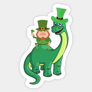 Kid's Dinosaur Shamrock St Patrick's Day Sticker